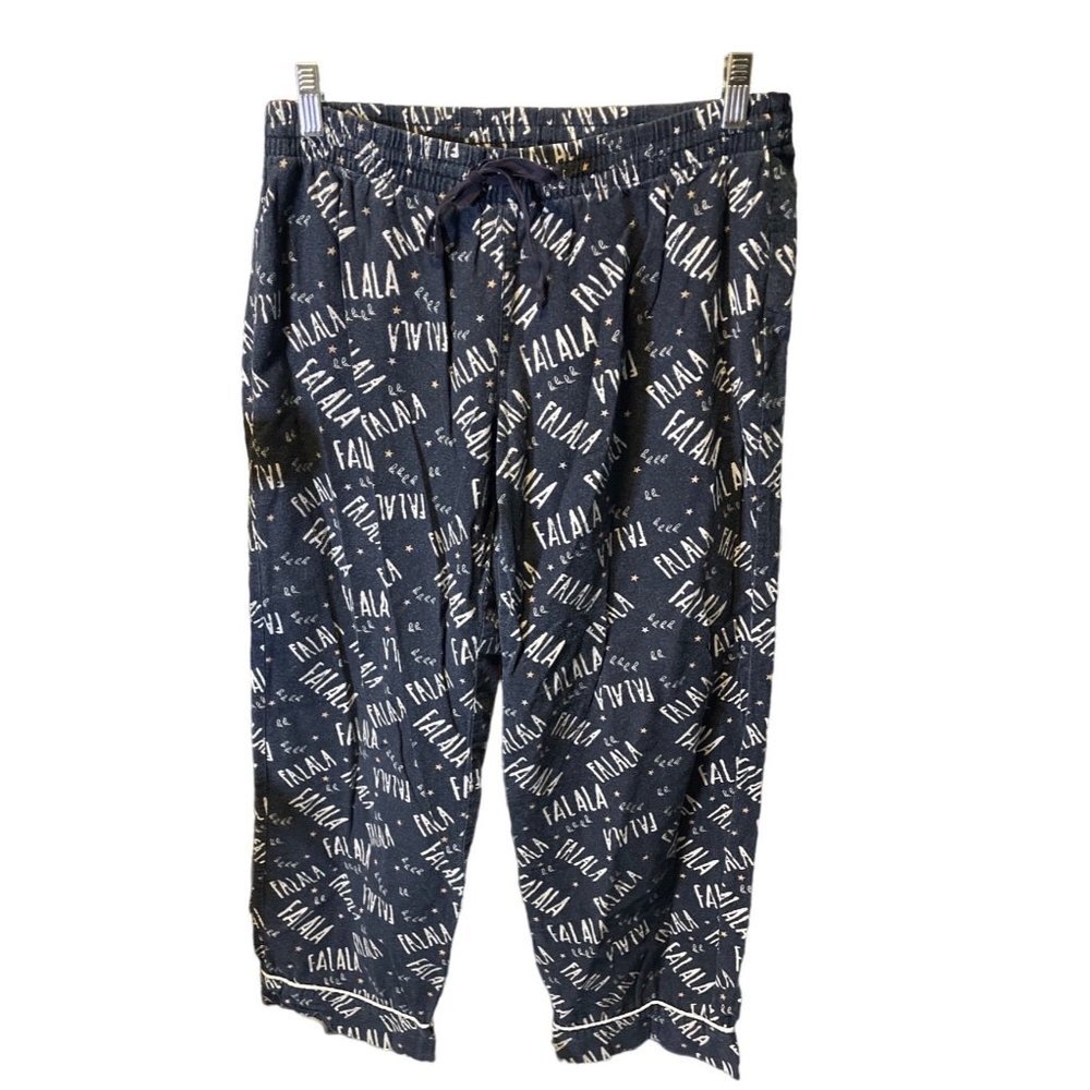 Gap Body Navy Blue Elastic Waist Holiday Pajama Pants Sz M